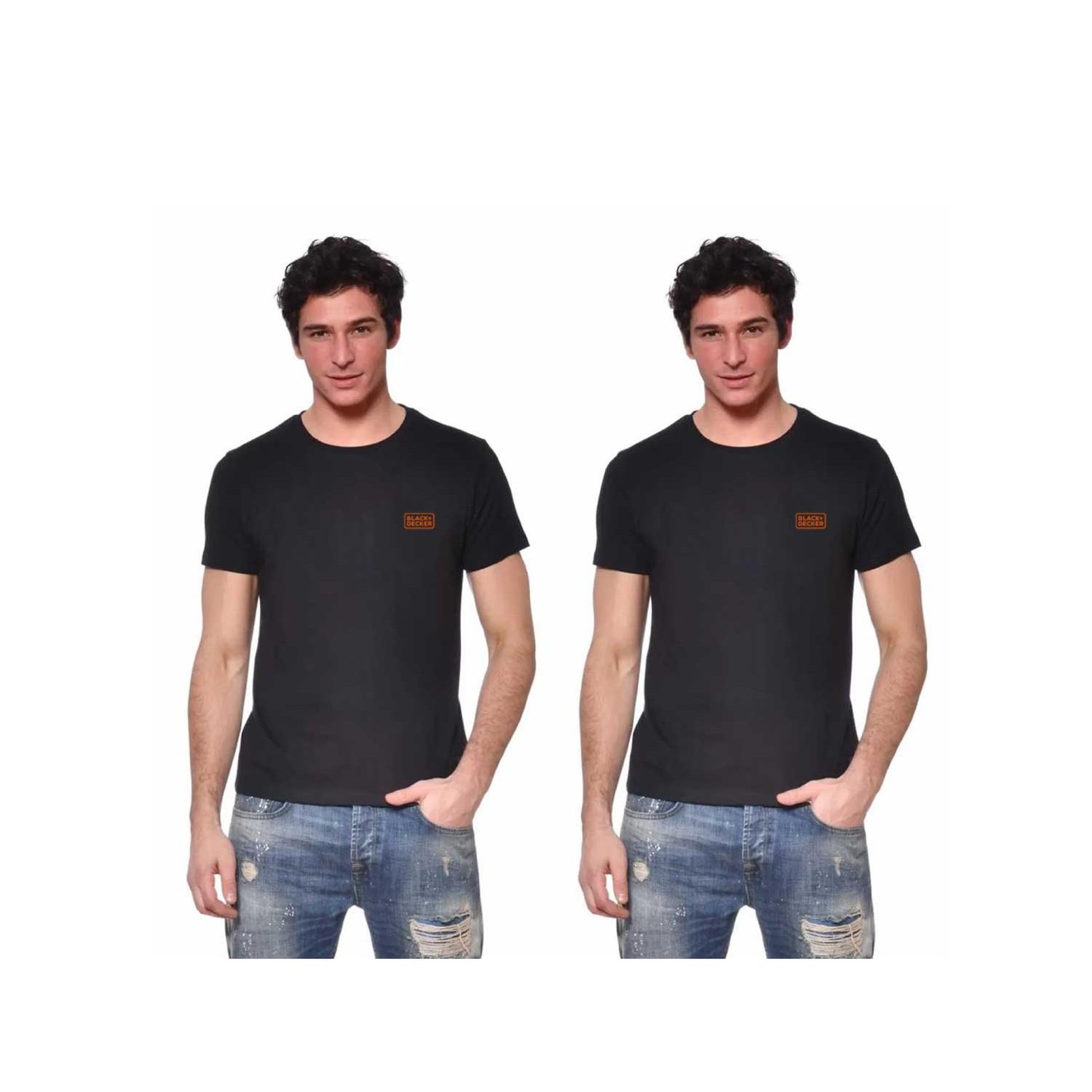 Voir la diapositive 1 : Black et Decker Lot de 2 t-shirts homme manches courtes en coton 140gr/m²