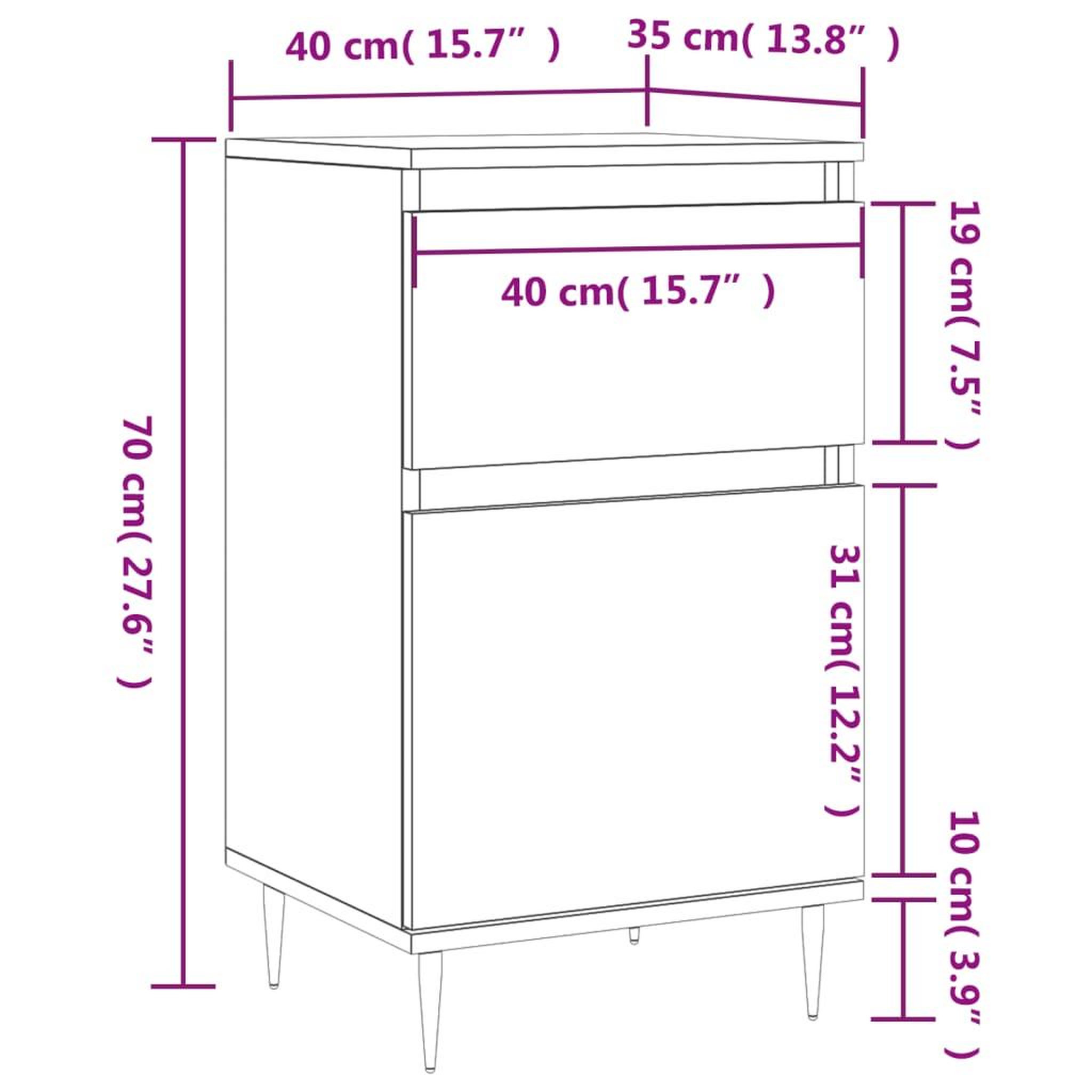 Voir la diapositive 6 : VIDAXL Buffets 2 pcs sonoma gris 40x35x70 cm bois d'ingenierie