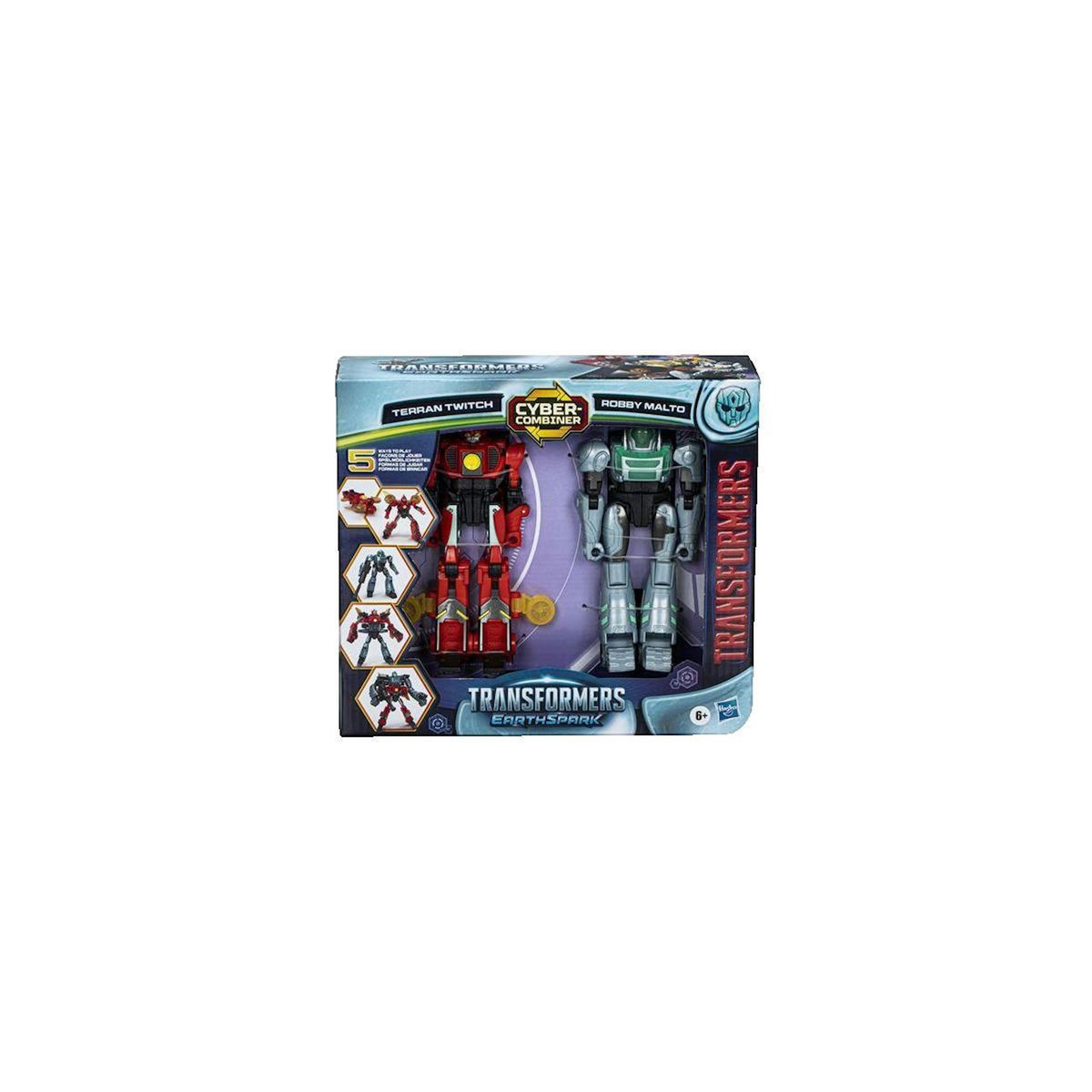 TRANSFORMERS Figurines Transformers Earthspark Cyber-Combiner Terran Twitch et Robby Malto