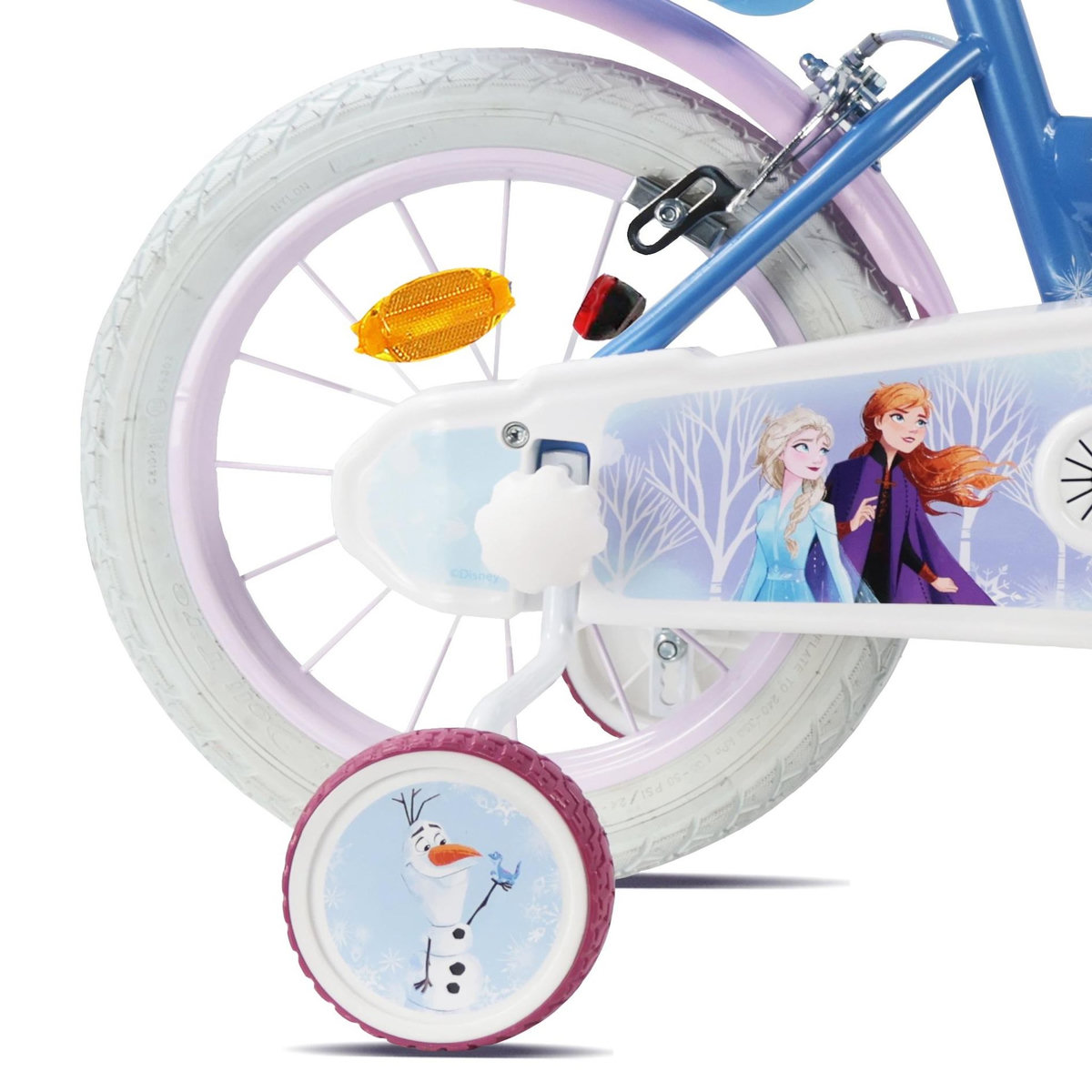 DISNEY Vélo enfant 16  Fille Reine des Neiges + Casque FROZEN pour enfant de 5 à 7 ans avec stabilisateurs - 2 freins - porte poupée & panier avant.