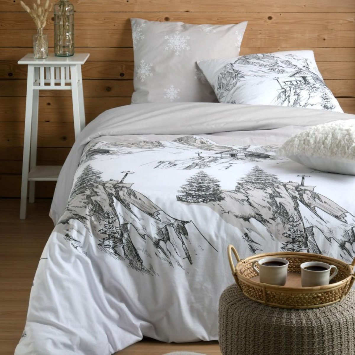 STOF Housse de couette 260x240 REFUGE + 2 taies coton 57 fils