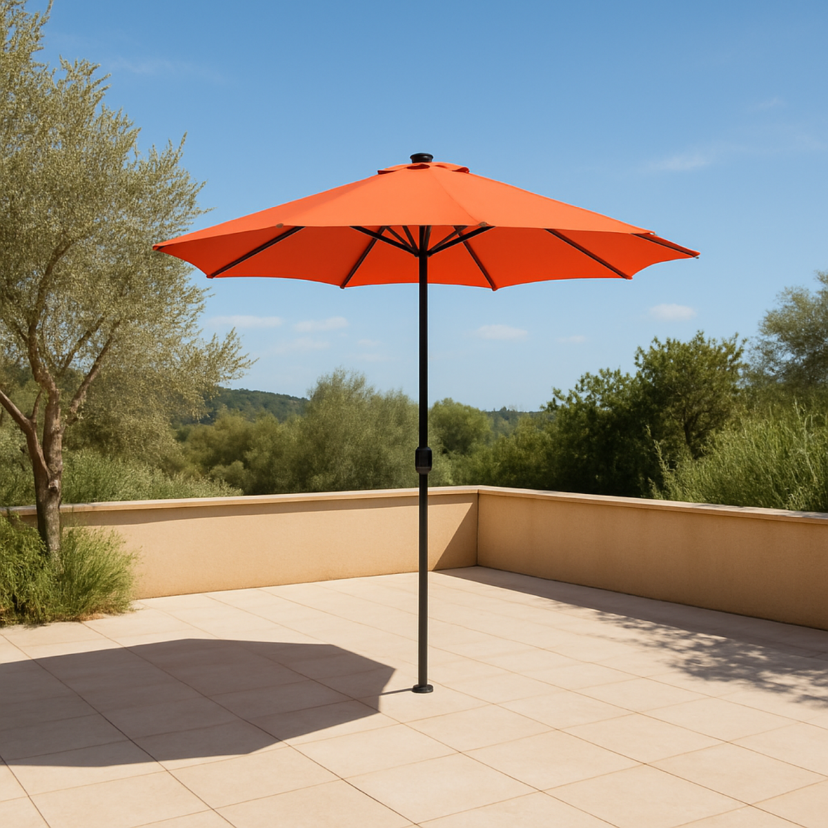 CONCEPT USINE Parasol droit rond led diamètre 3 m terracotta MANAROLA