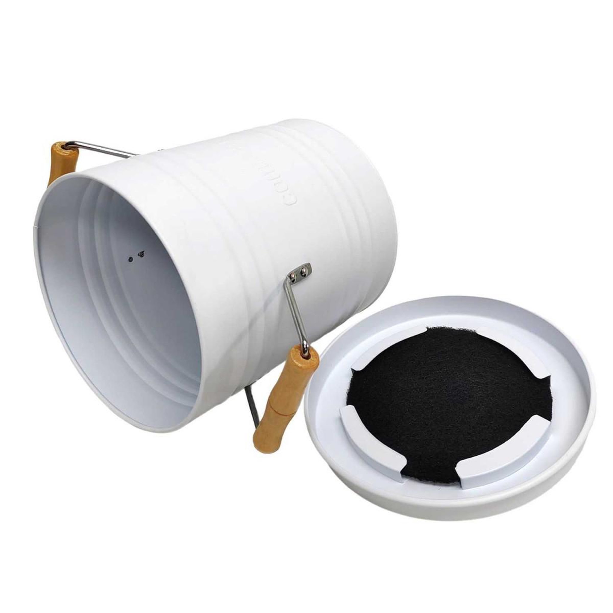 Voir la diapositive 5 : Je cherche une idee Poubelle en métal  compost  4l blanc