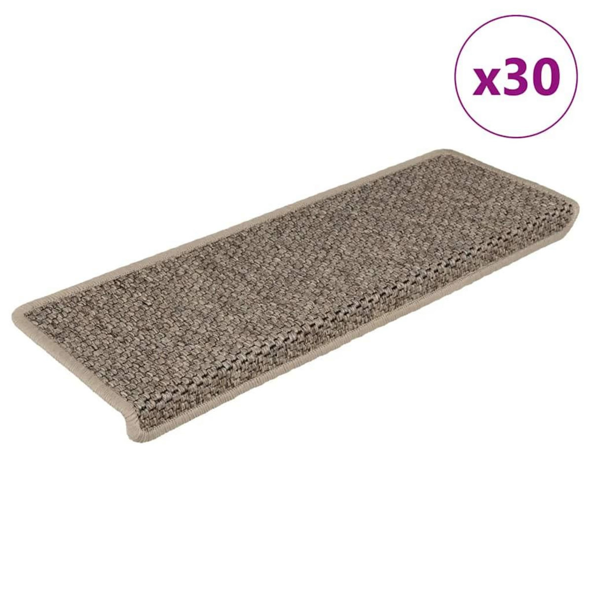 VIDAXL Tapis d'escalier autocollants 30 pcs 65x21x4 cm beige fonce