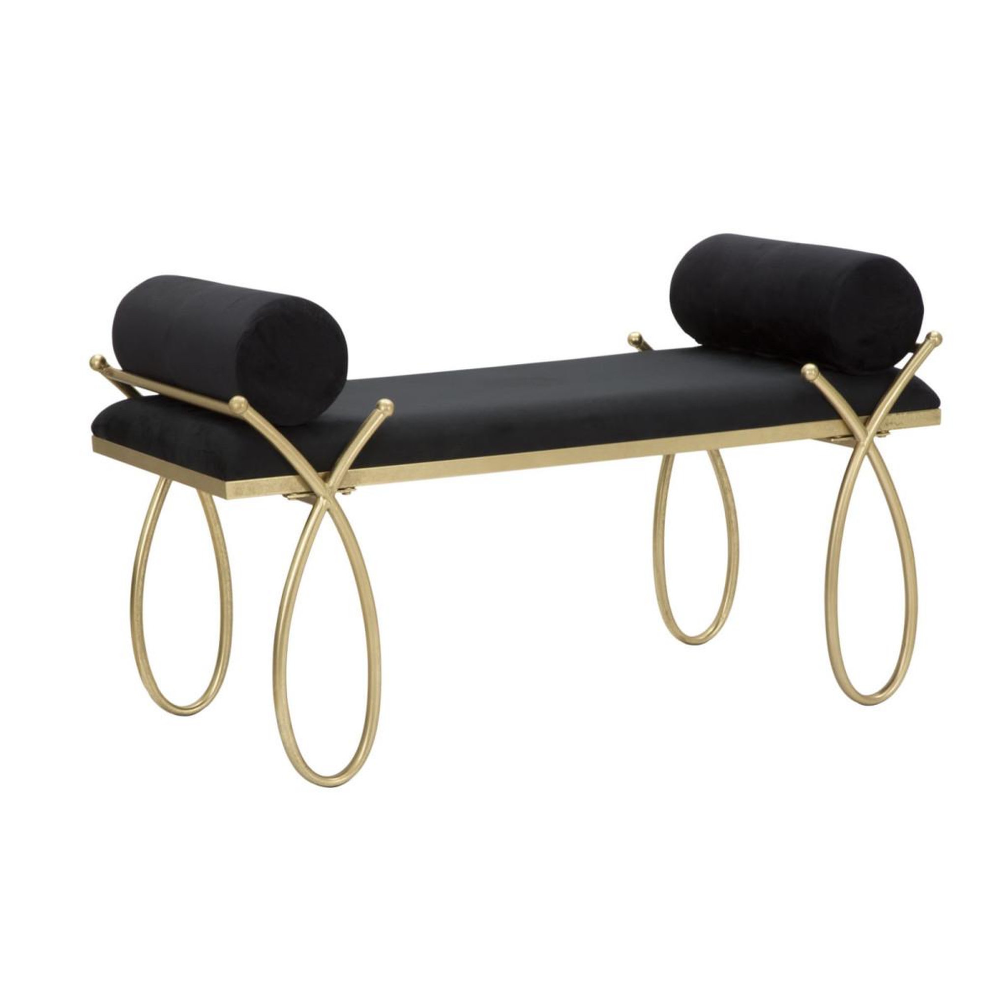 Paris Prix Banquette design en velours  ruban  112cm noir