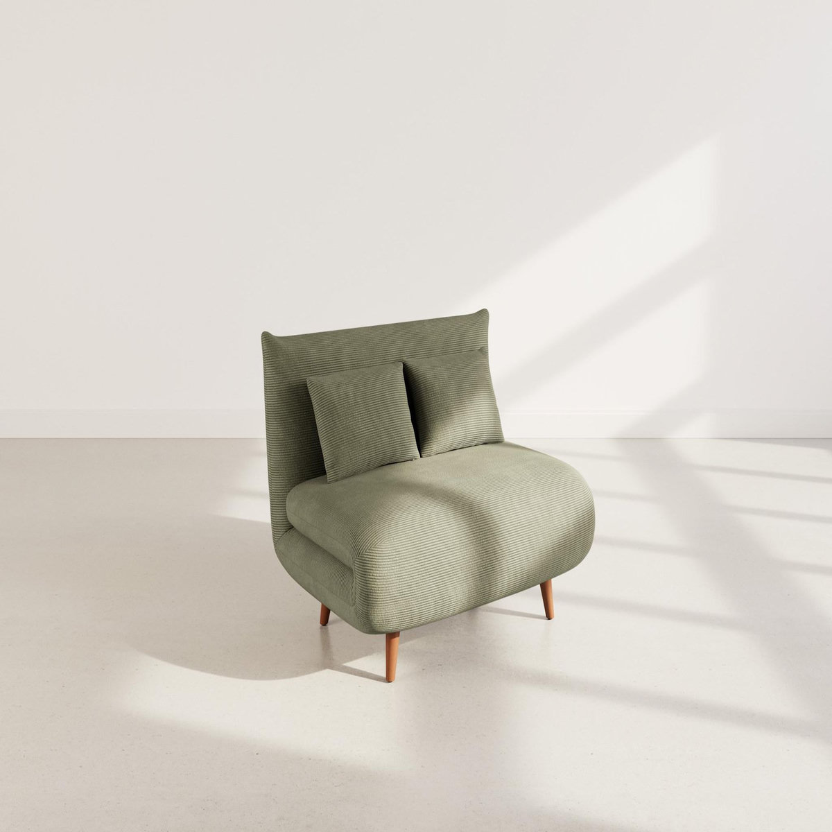 BEST MOBILIER Lumi - banquette convertible clic-clac 1 place en velours côtelé