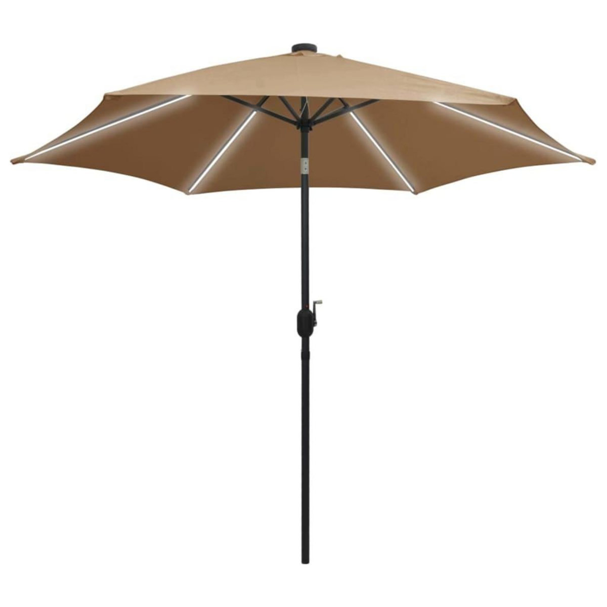 VIDAXL Parasol de jardin avec lumieres LED et mat en aluminium taupe