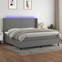 Voir la diapositive 1 : VIDAXL Sommier a lattes de lit matelas LED Gris fonce 200x200 cm Tissu