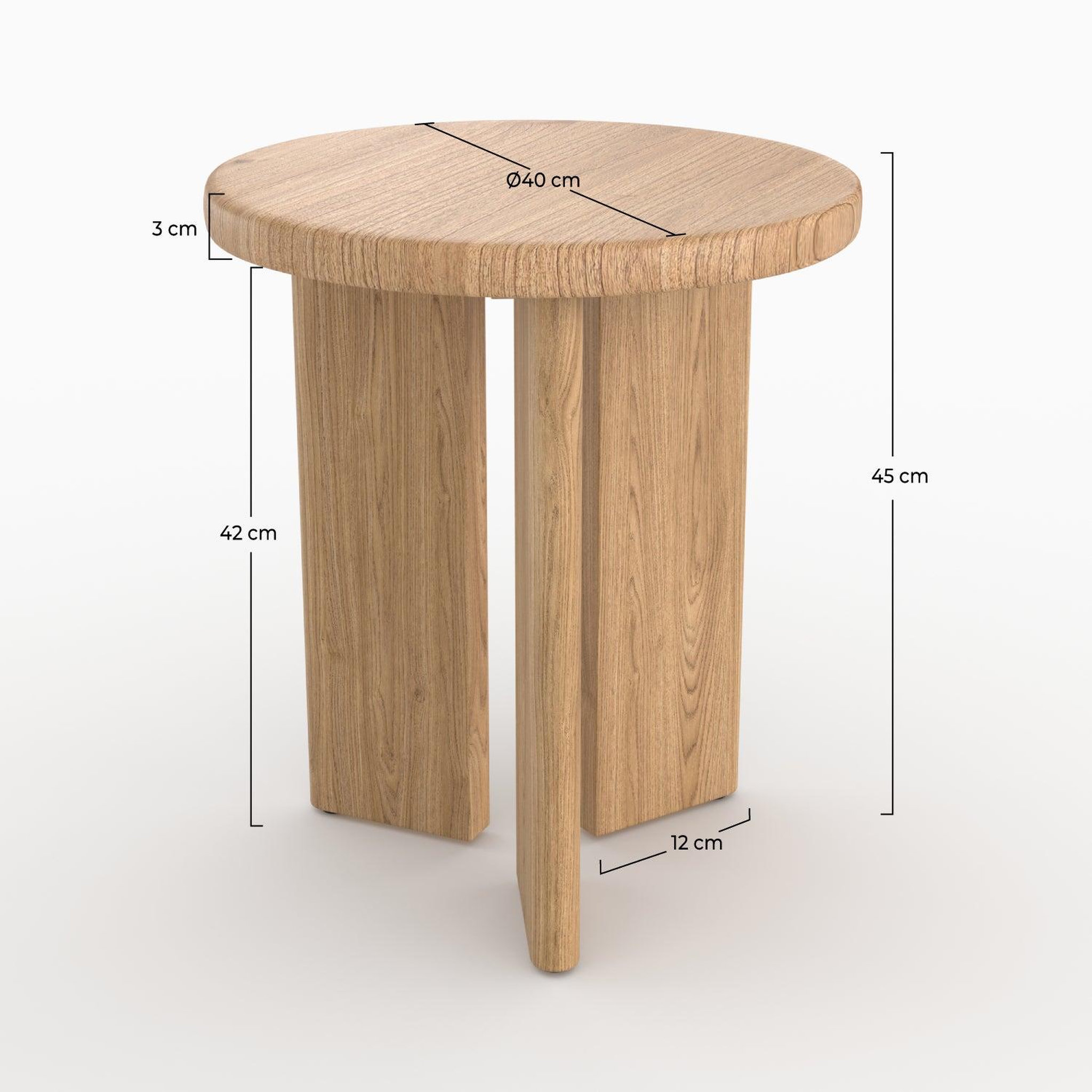 Voir la diapositive 4 : MAISON PAVANE Table d'appoint ronde en bois clair d40 cm-néa