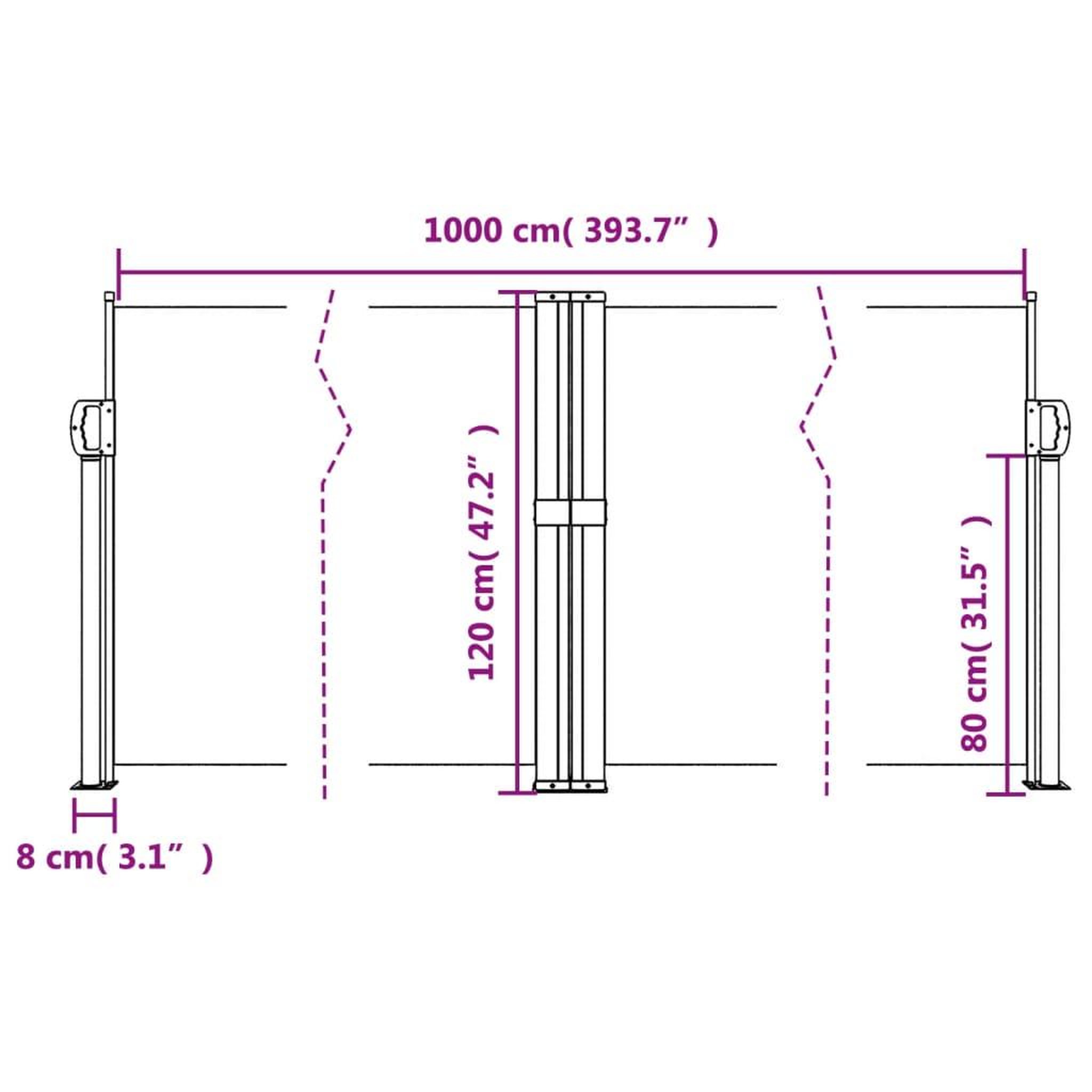 Voir la diapositive 6 : VIDAXL Auvent lateral retractable taupe 120x1000 cm