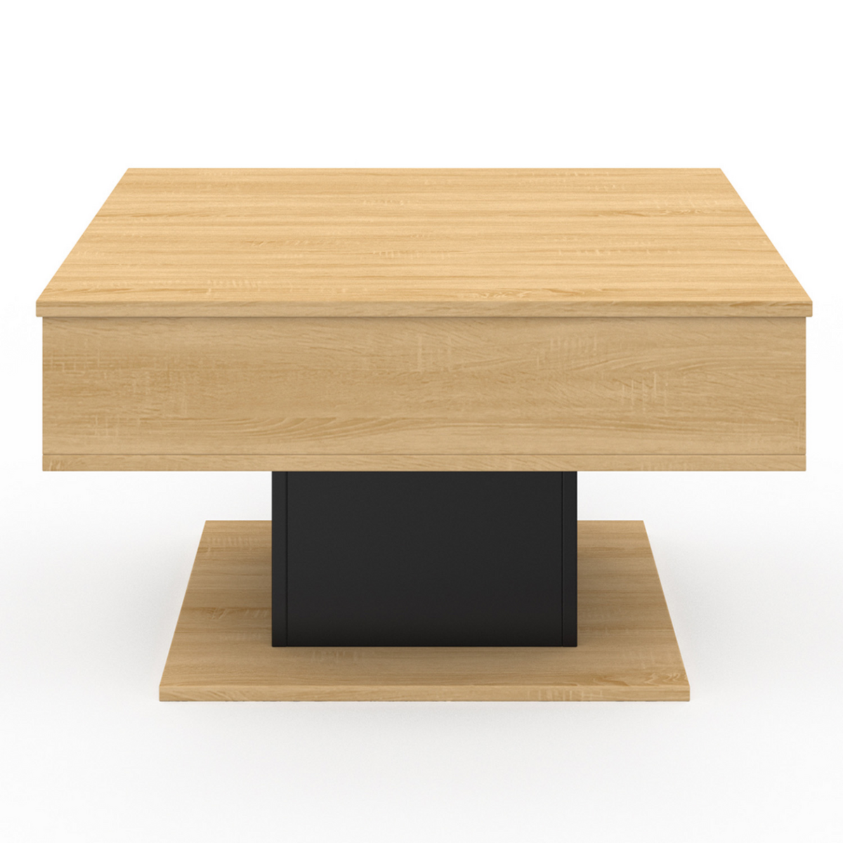 ID MARKET Table basse plateau relevable EDEN carrée bois et noir