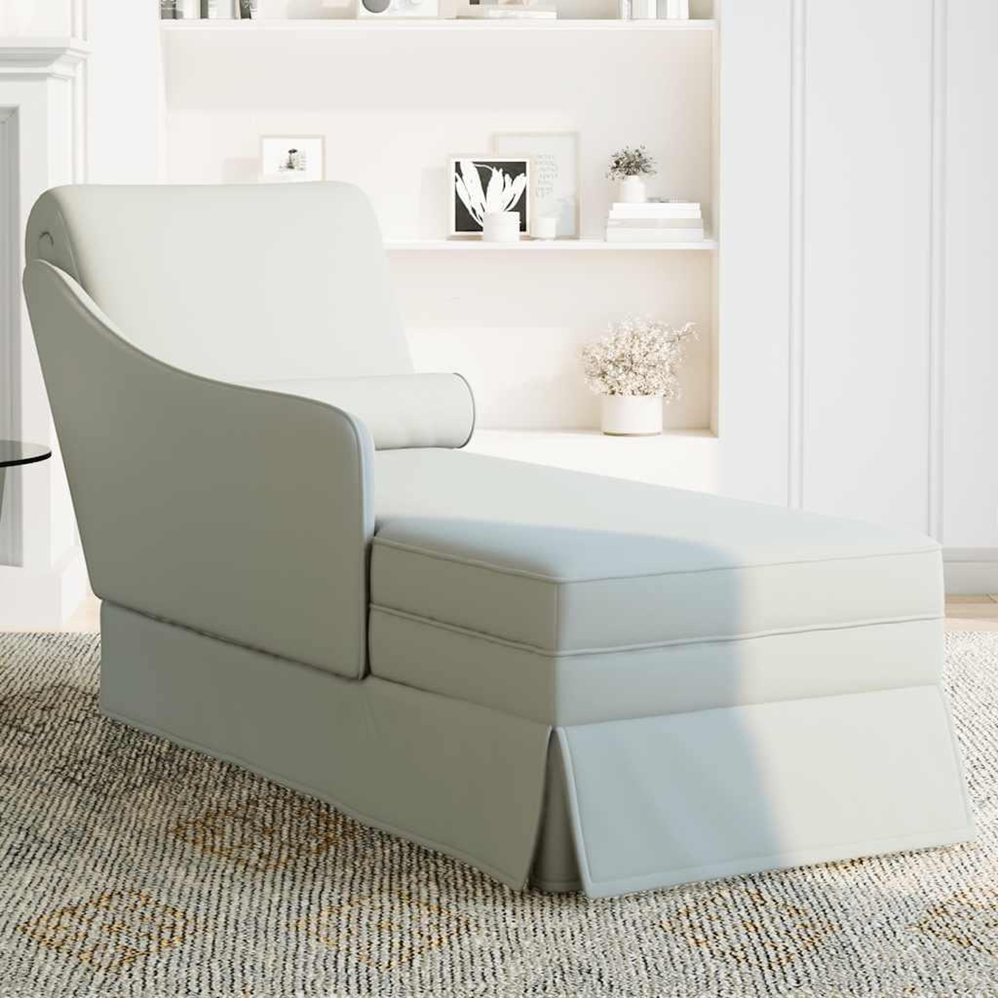 Voir la diapositive 3 : VIDAXL Fauteuil long et traversin accoudoir droit gris clair velours