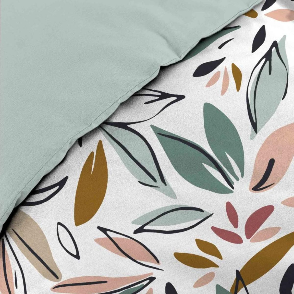Douceur d'Intérieur Housse de couette 240x220 + 2 taies imprimées feuillages