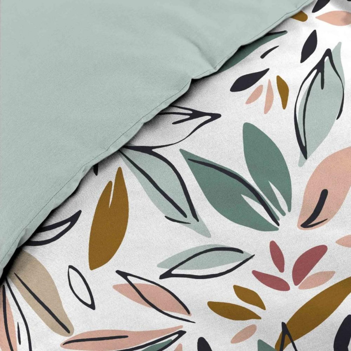 Douceur d'Intérieur Housse de couette 240x220 + 2 taies imprimées feuillages