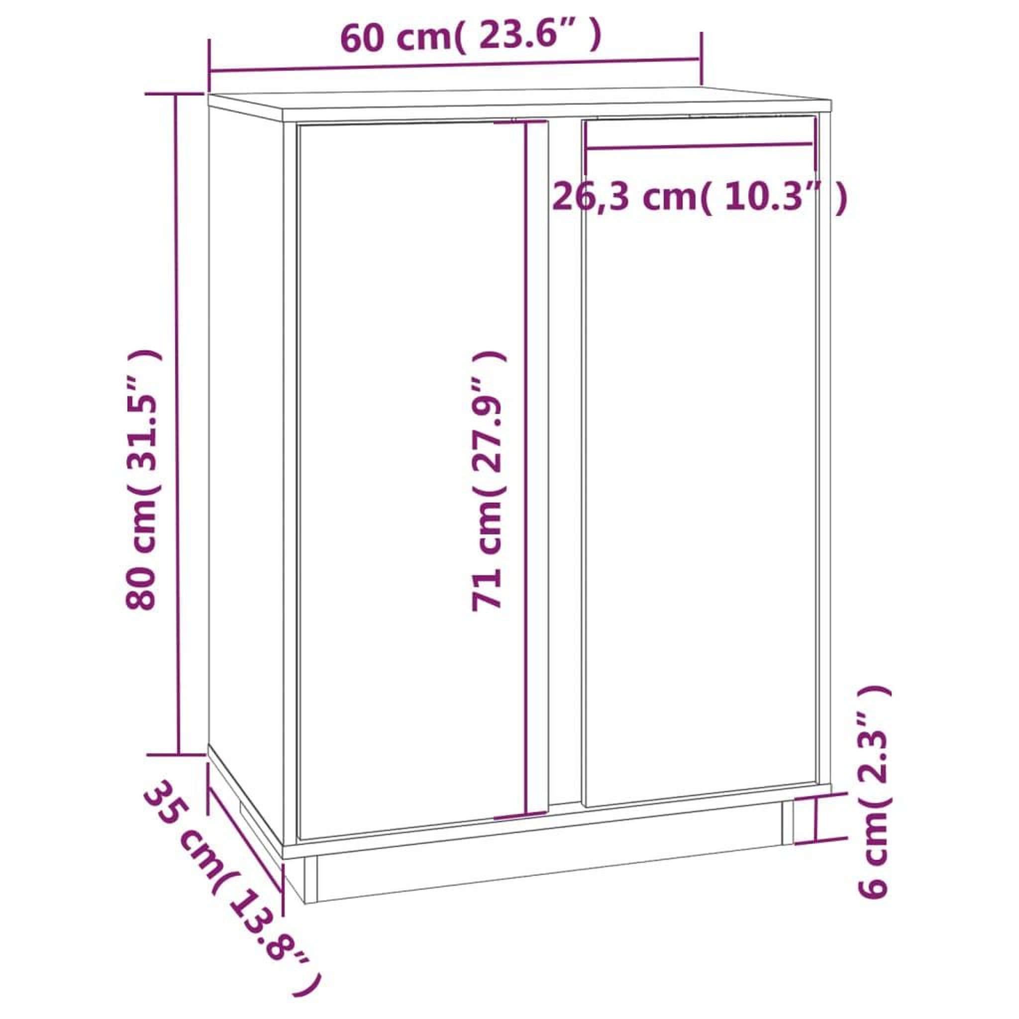 Voir la diapositive 6 : VIDAXL Buffet 60x35x80 cm Bois massif de pin
