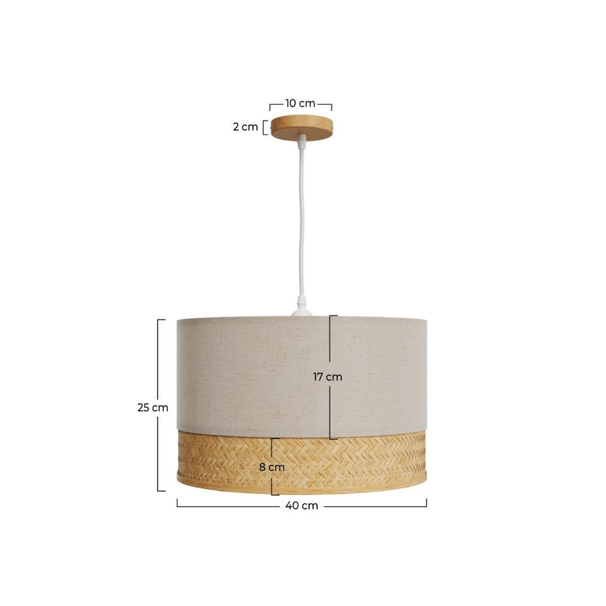 Rendez vous déco Suspension en bambou naturel, papier et métal D40 cm-Baikal