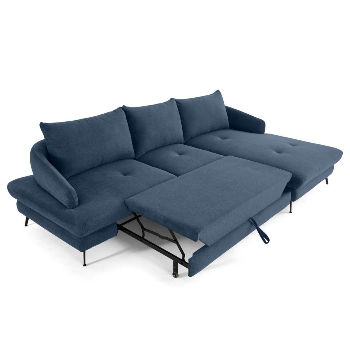 LISA DESIGN Ninon - canapé d'angle droit 4 places convertible avec coffre en tissu texturé