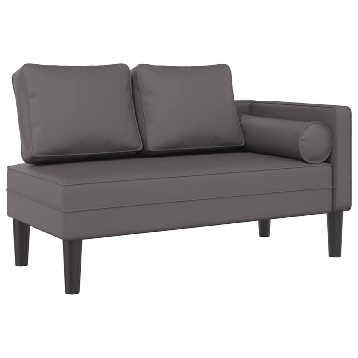 VIDAXL Chaise longue avec coussins gris similicuir