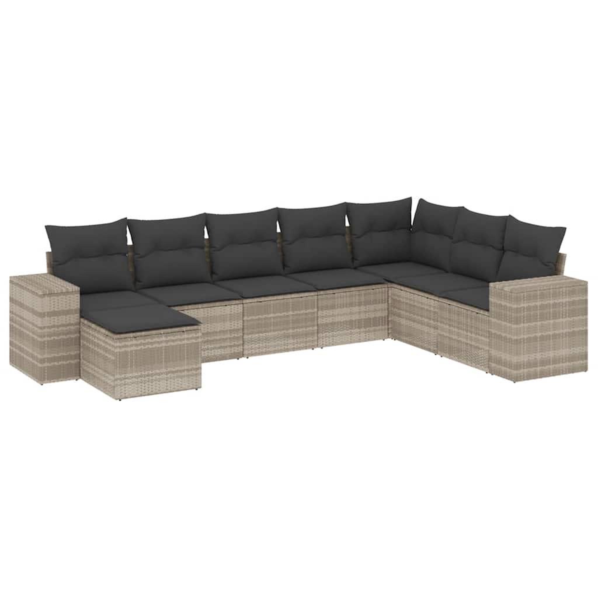 Voir la diapositive 2 : VIDAXL Salon de jardin 8 pcs avec coussins gris clair resine tressee