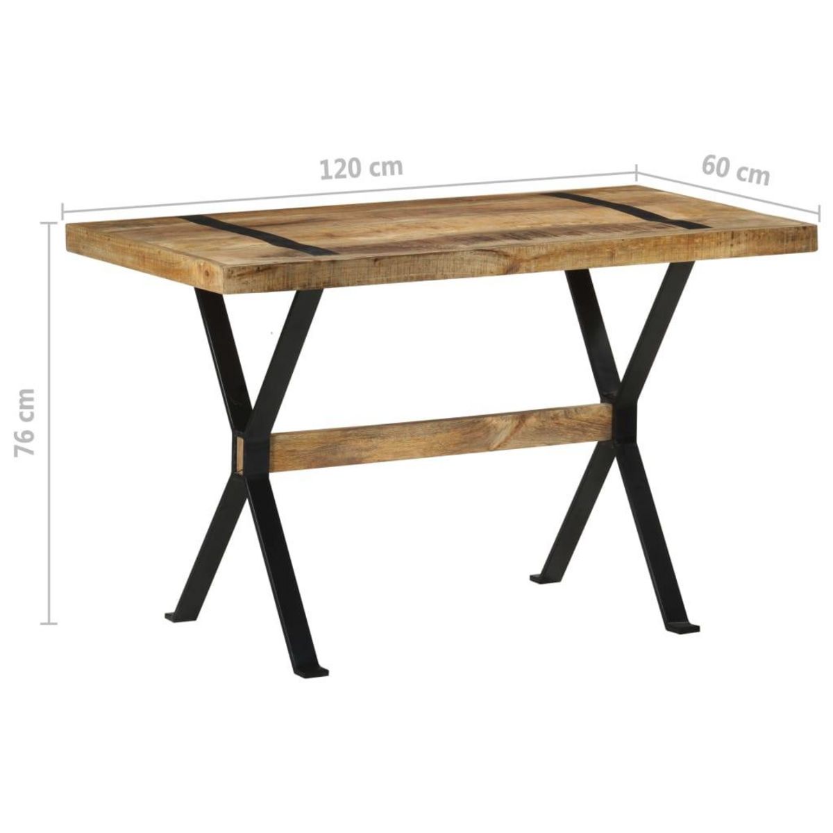 VIDAXL Table a manger 120x60x76 cm bois de manguier brut