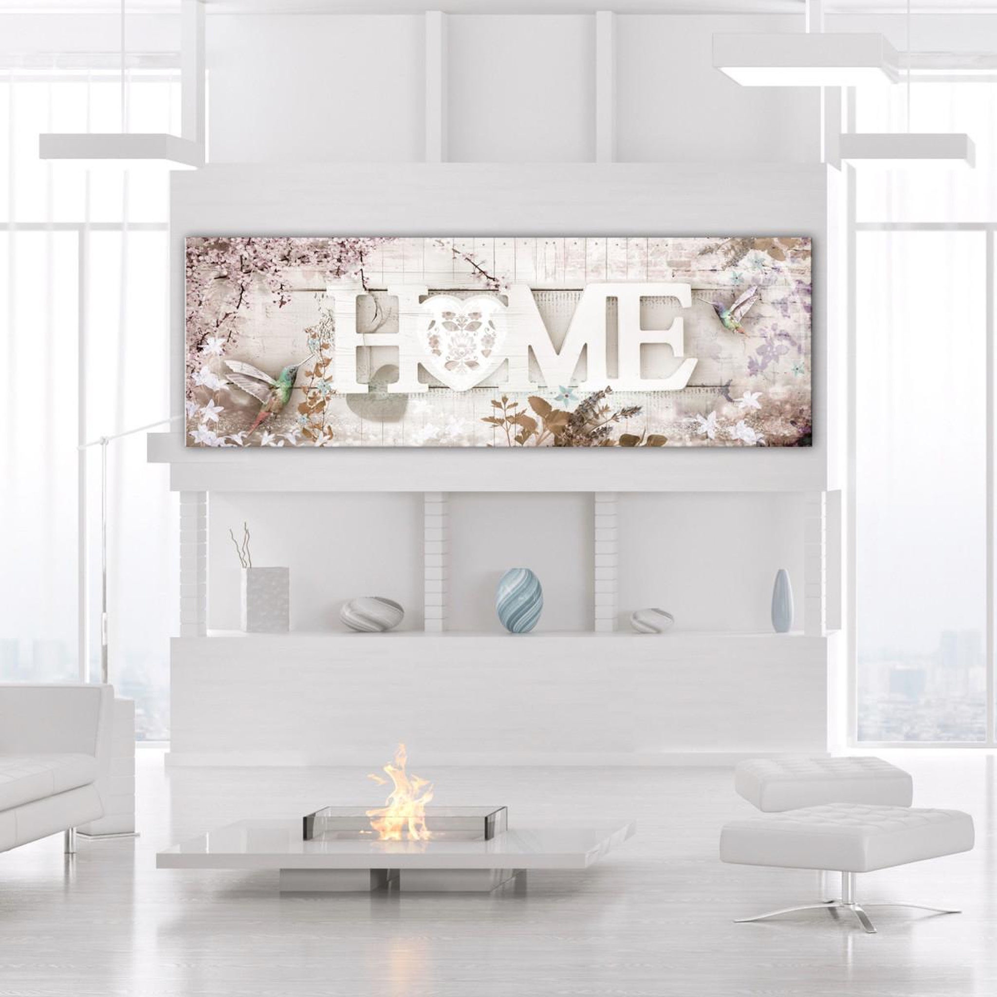 Voir la diapositive 2 : Paris Prix Tableau Imprimé  Home & Hummingbirds Beige Narrow