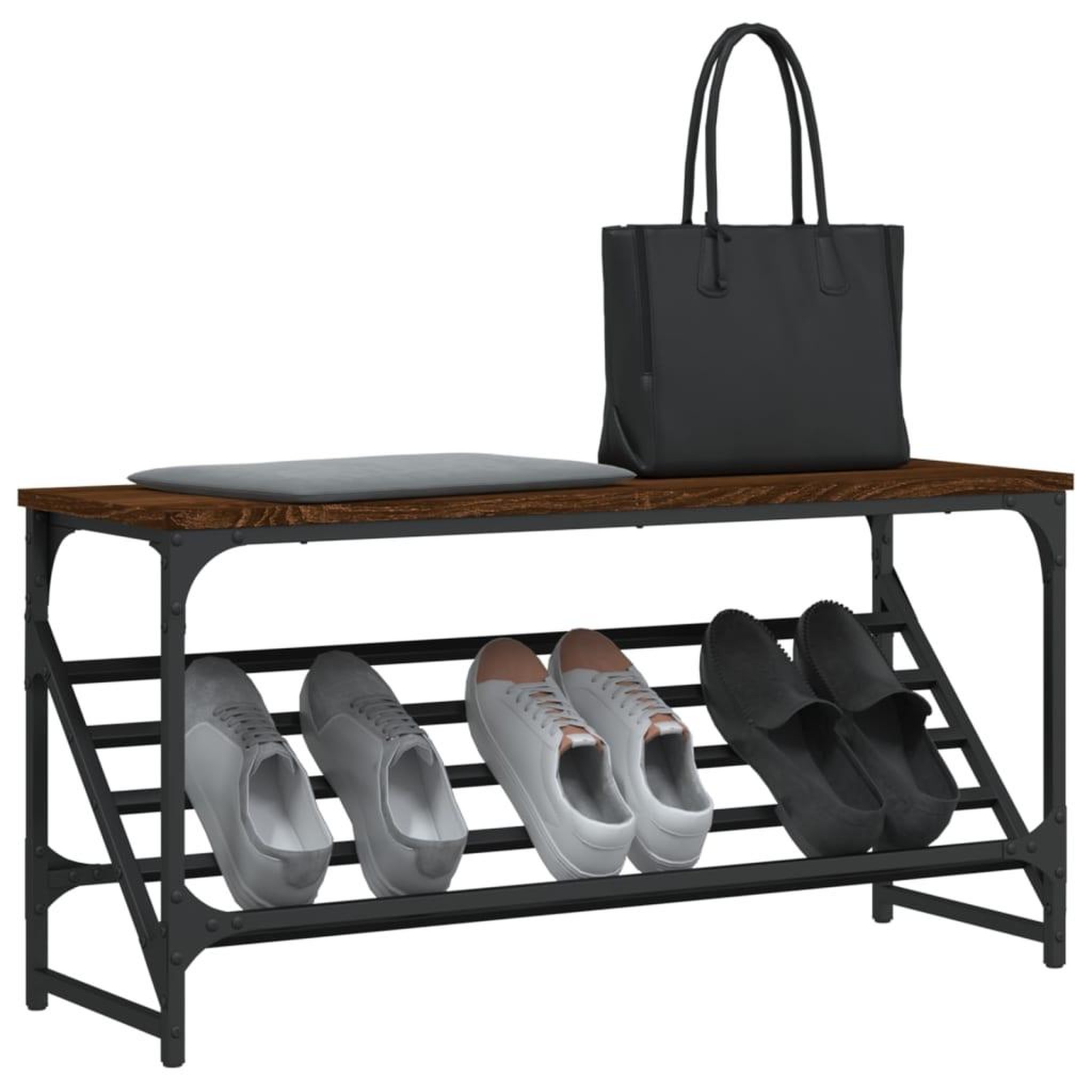Voir la diapositive 3 : VIDAXL Etagere a chaussures chene marron 90x30x45 cm bois d'ingenierie