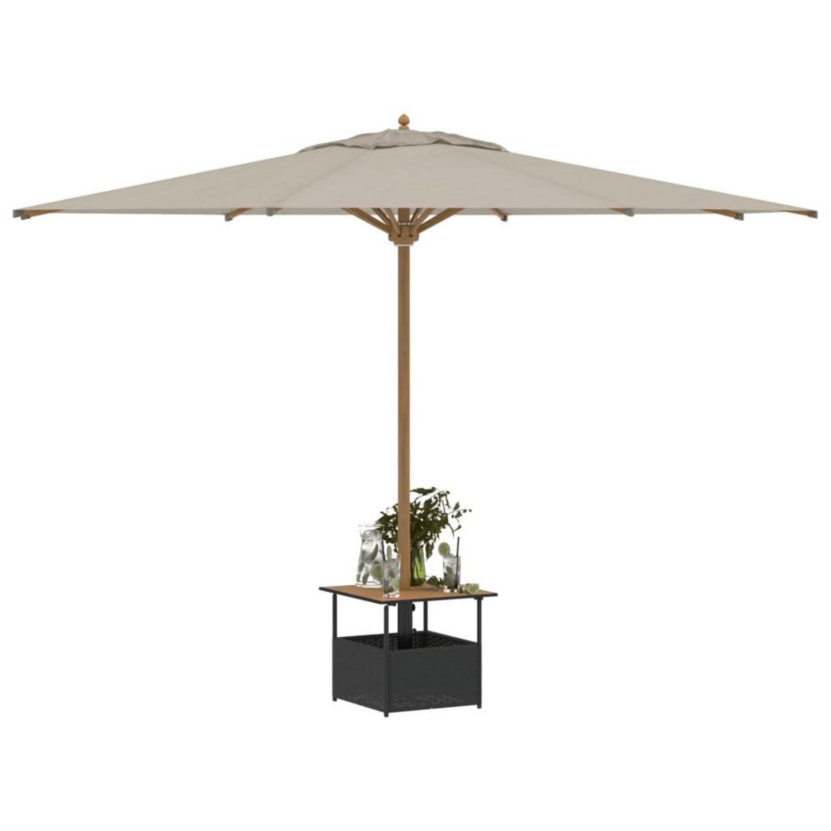 VIDAXL Table de jardin avec trou de parasol noir resine tressee