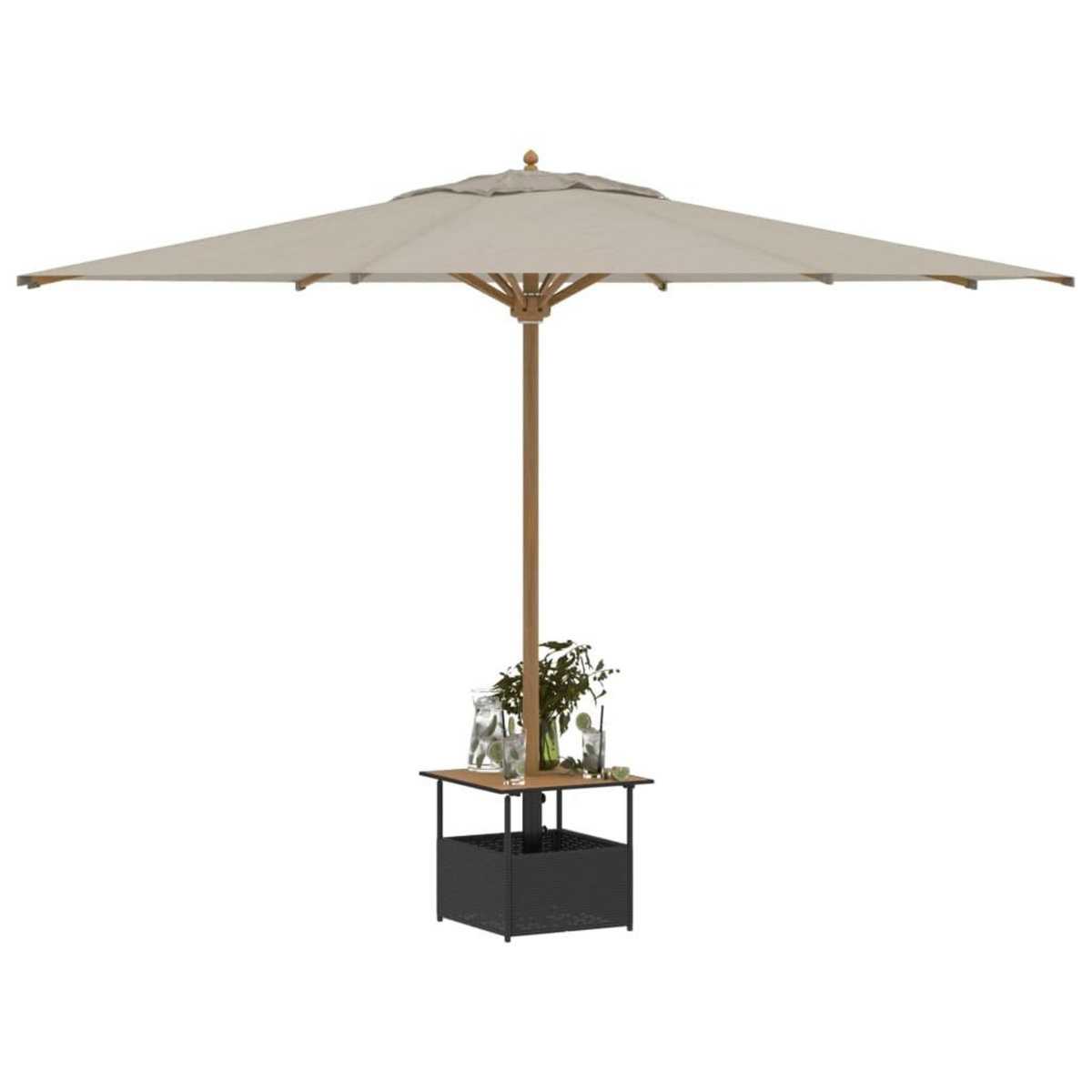 VIDAXL Table de jardin avec trou de parasol noir resine tressee