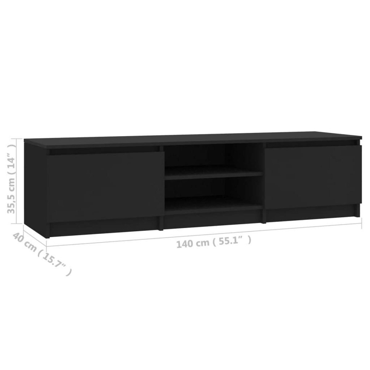 VIDAXL Meuble TV Noir 140x40x35,5 cm Bois d'ingenierie
