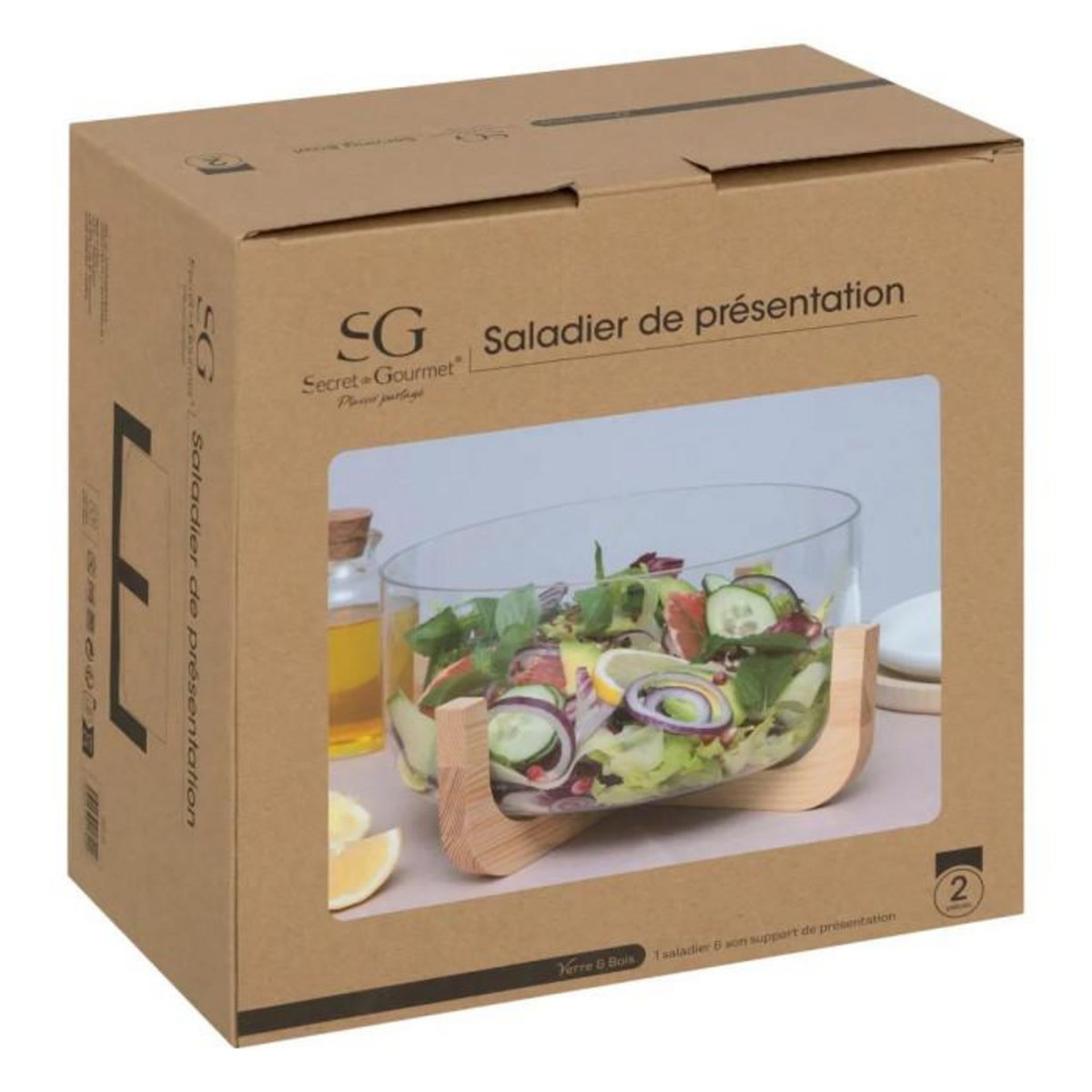 SECRET DE GOURMET Saladier Rond en Verre  Arha  28cm Transparent