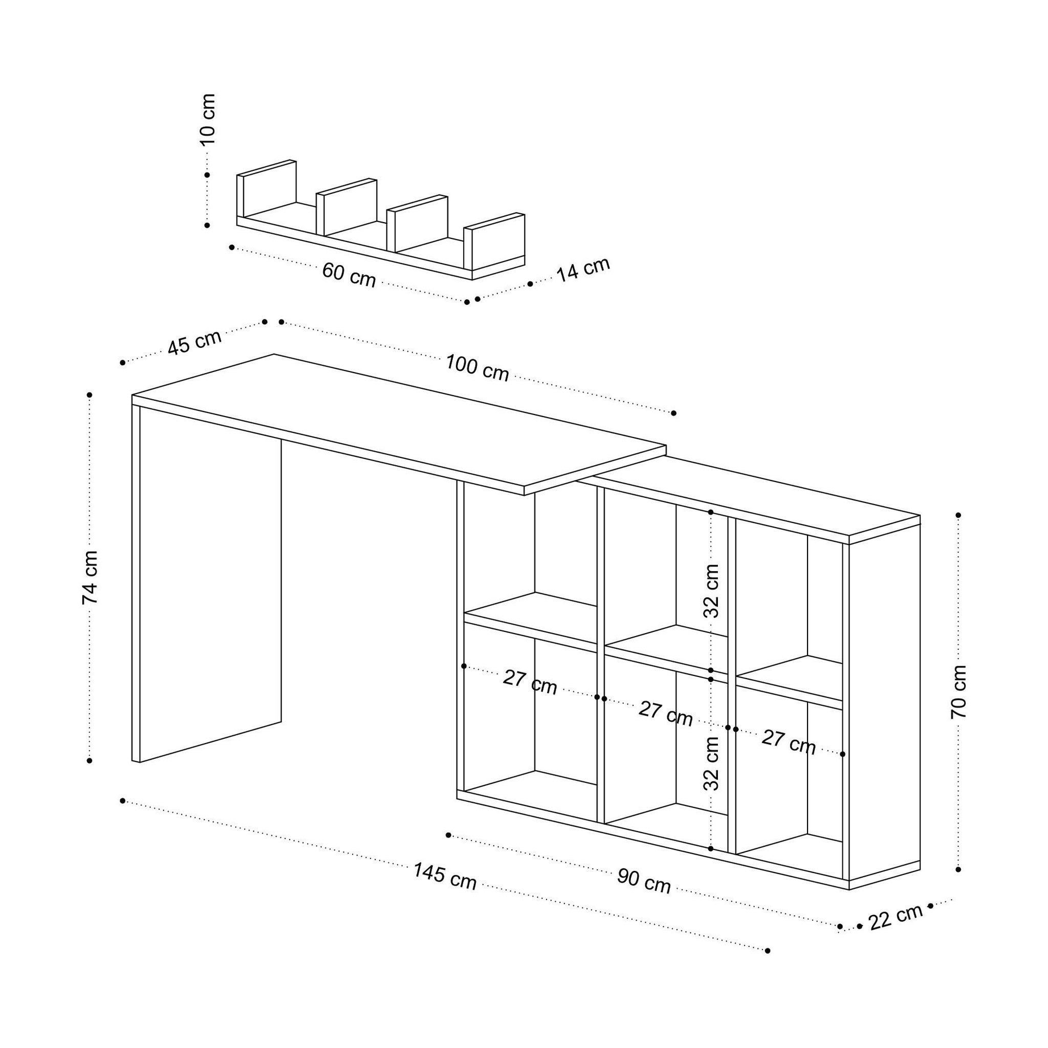 Voir la diapositive 3 : Habitat et Jardin Bureau en bois  blake  74 x 45 x 145 cm - chêne