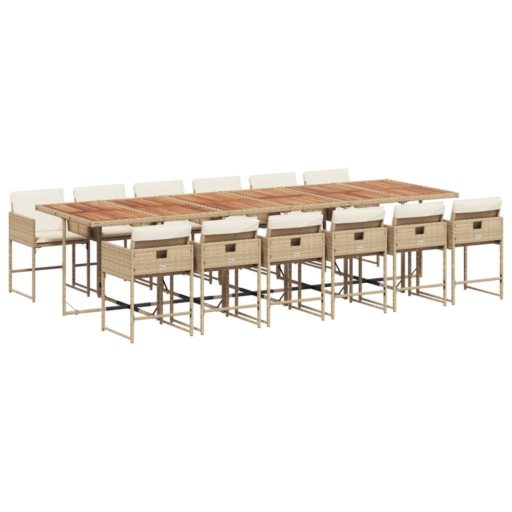 Voir la diapositive 2 : VIDAXL Ensemble a manger de jardin et coussins 13 pcs beige