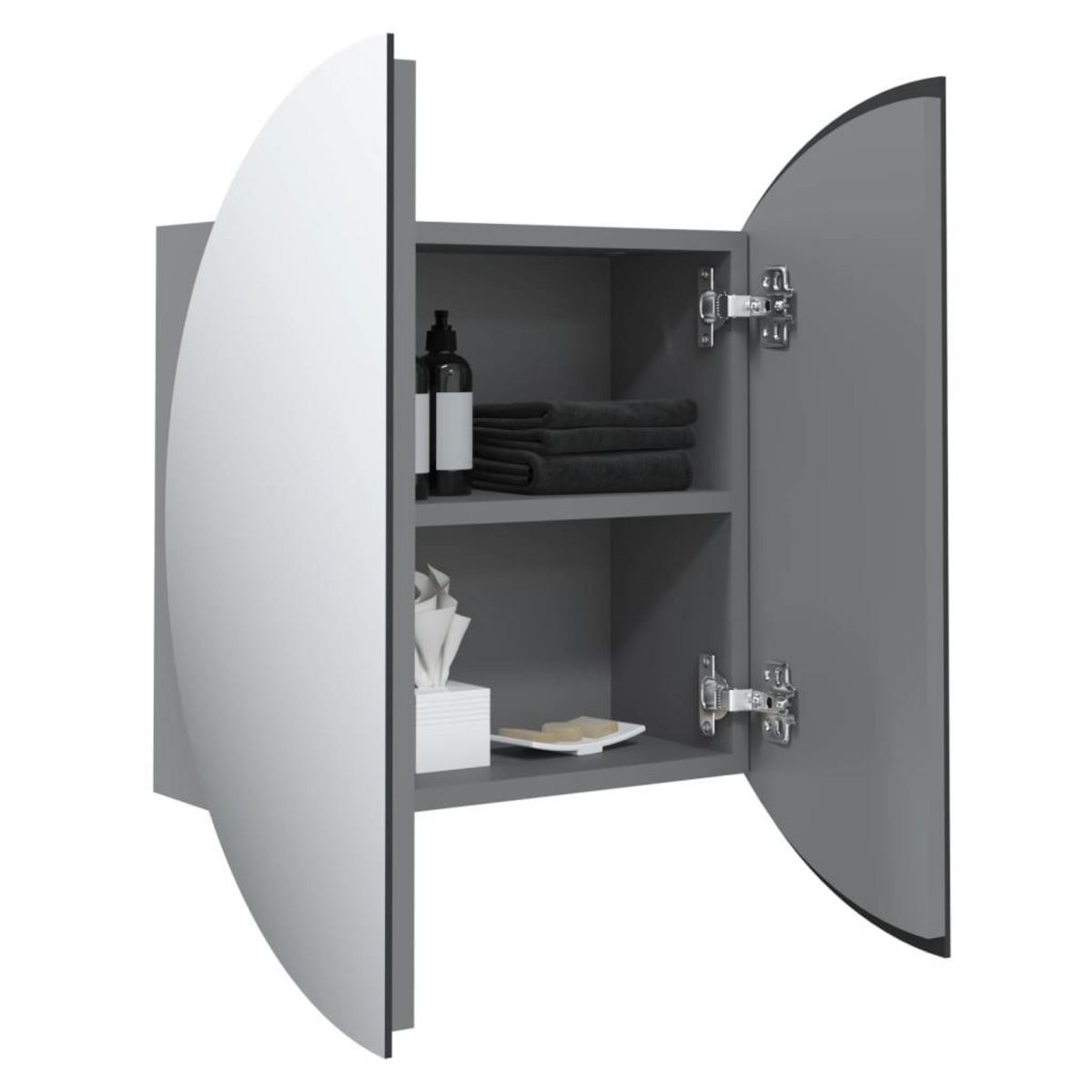 VIDAXL Armoire de salle de bain miroir rond et LED Gris 47x47x17,5 cm
