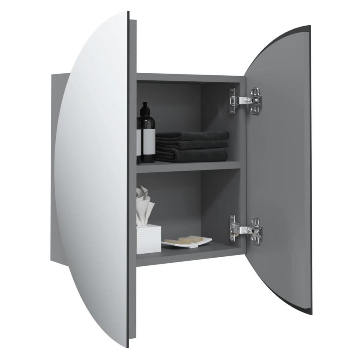 VIDAXL Armoire de salle de bain miroir rond et LED Gris 47x47x17,5 cm