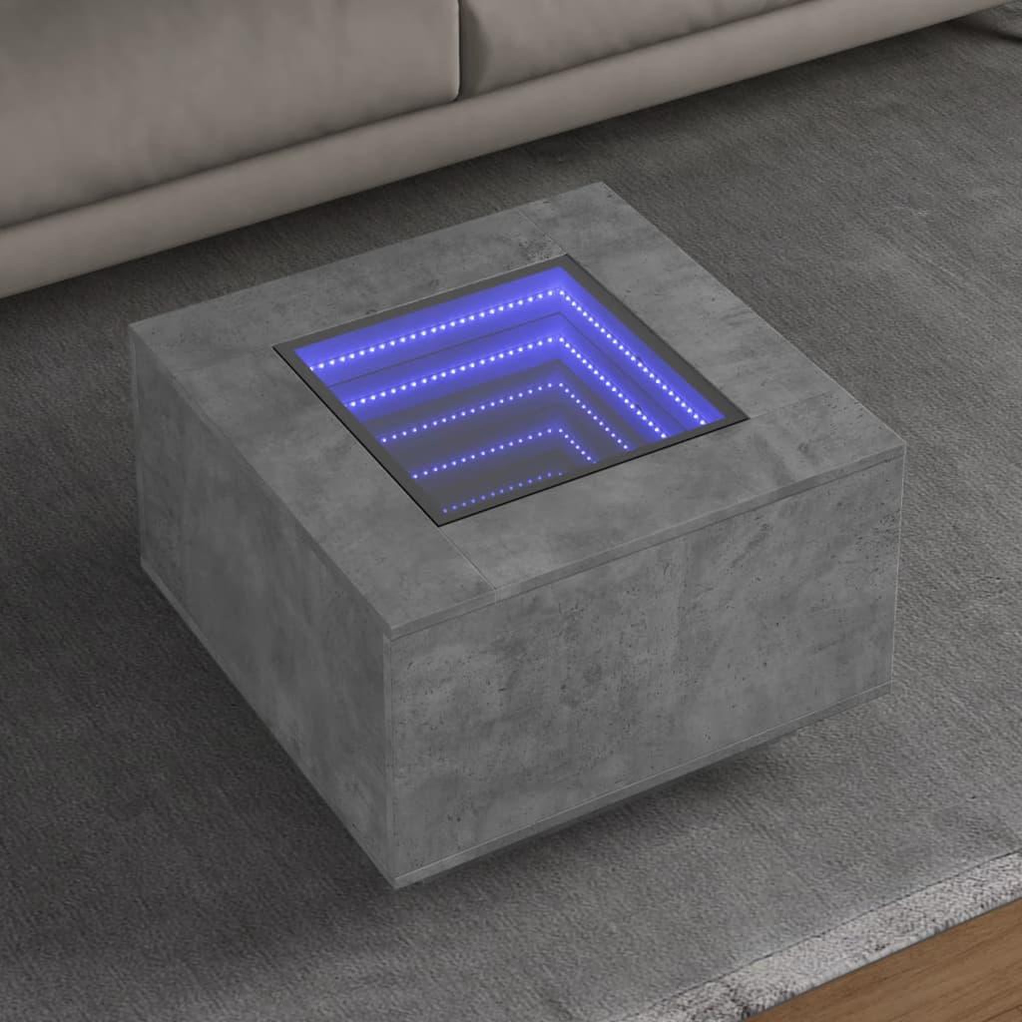VIDAXL Table basse avec LED gris beton 60x60x40 cm bois d'ingenierie