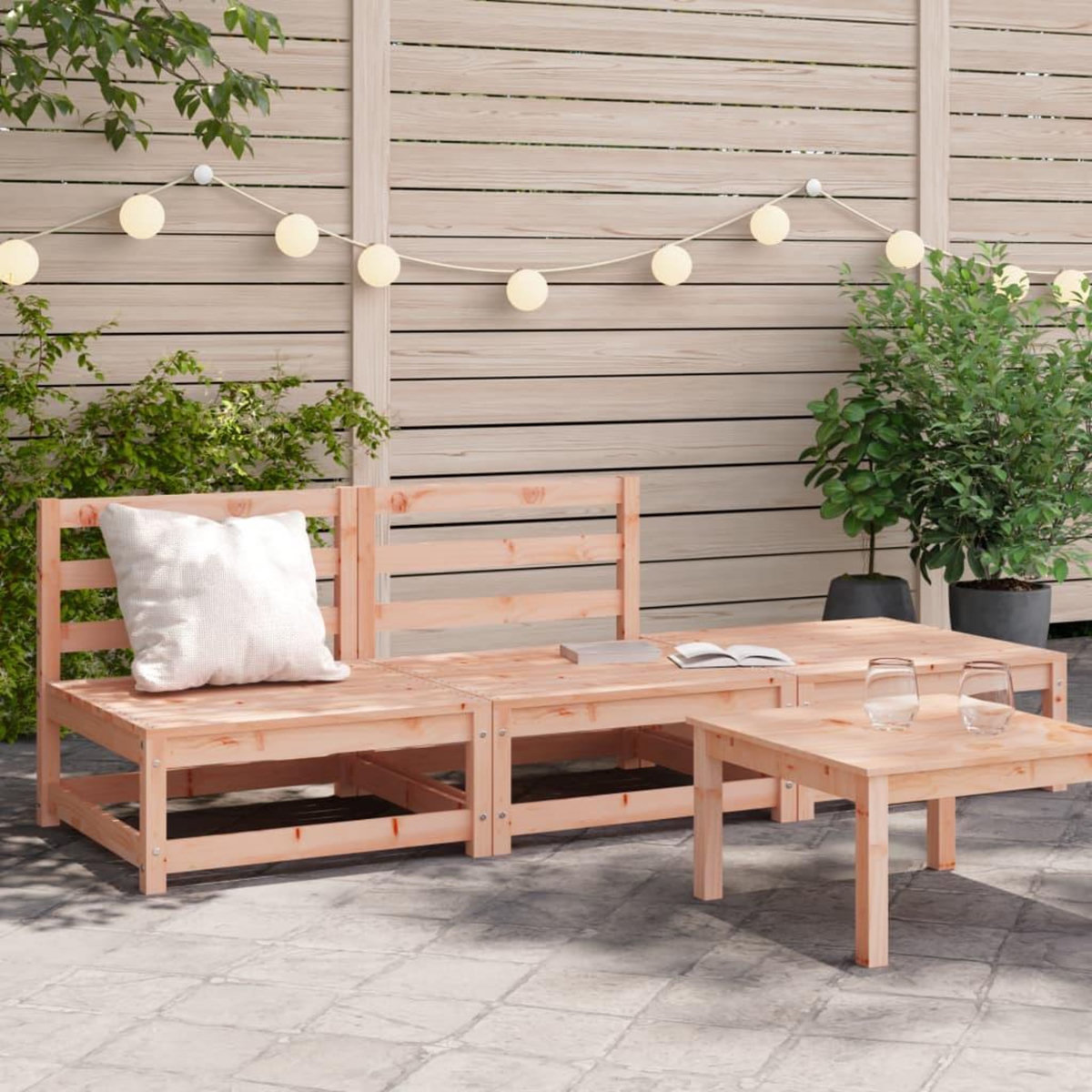 VIDAXL Canape jardin sans accoudoirs repose-pieds bois massif douglas
