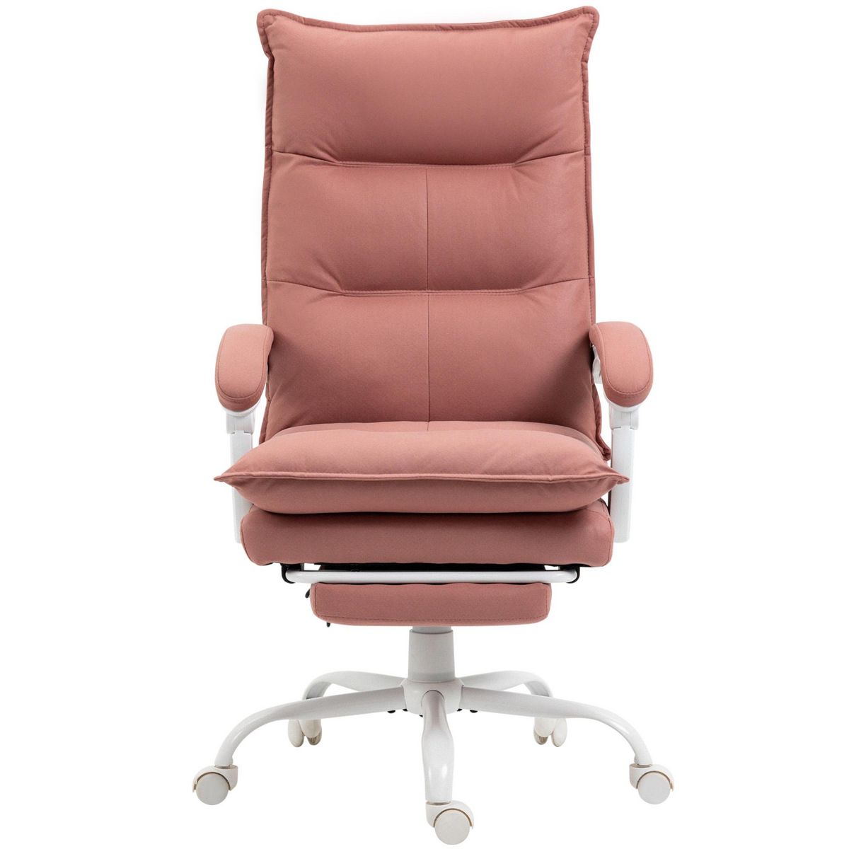 VINSETTO Fauteuil de bureau massant chauffant inclinable réglable repose-pieds rétractable microfibre rose