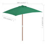 Voir la diapositive 6 : VIDAXL Parasol d'exterieur avec mat en bois 150x200 cm vert