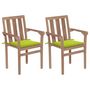 Voir la diapositive 1 : VIDAXL Chaises de jardin lot de 2 avec coussins vert vif Bois de teck