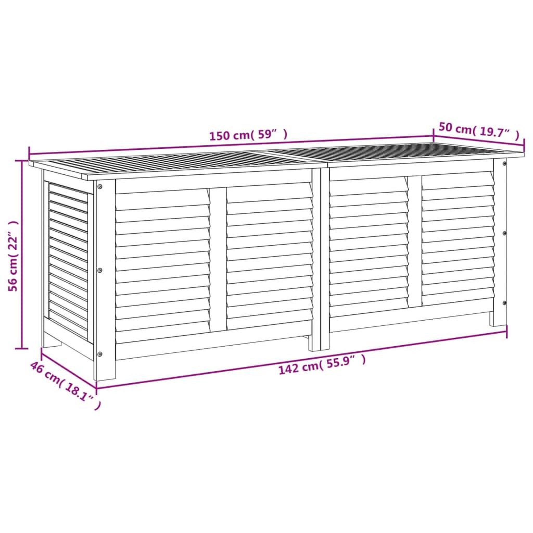 Voir la diapositive 6 : VIDAXL Boîte de rangement de jardin persiennes 150x50x56cm bois acacia