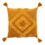 Voir la diapositive 1 : Paris Prix Coussin Déco Pompons  Happyful  63x63cm Ocre