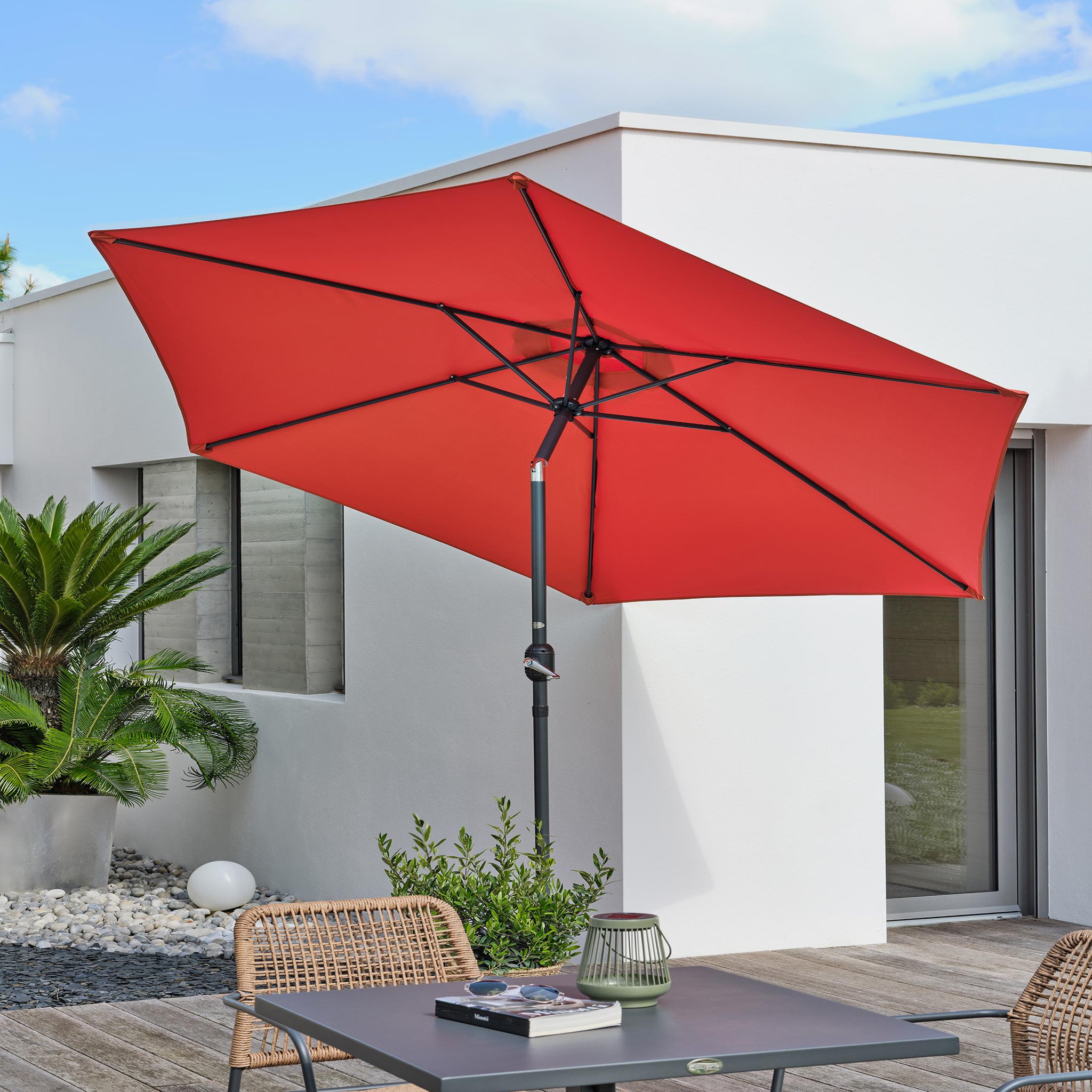 Voir la diapositive 3 : DCB GARDEN Parasol à manivelle en aluminium  et toile