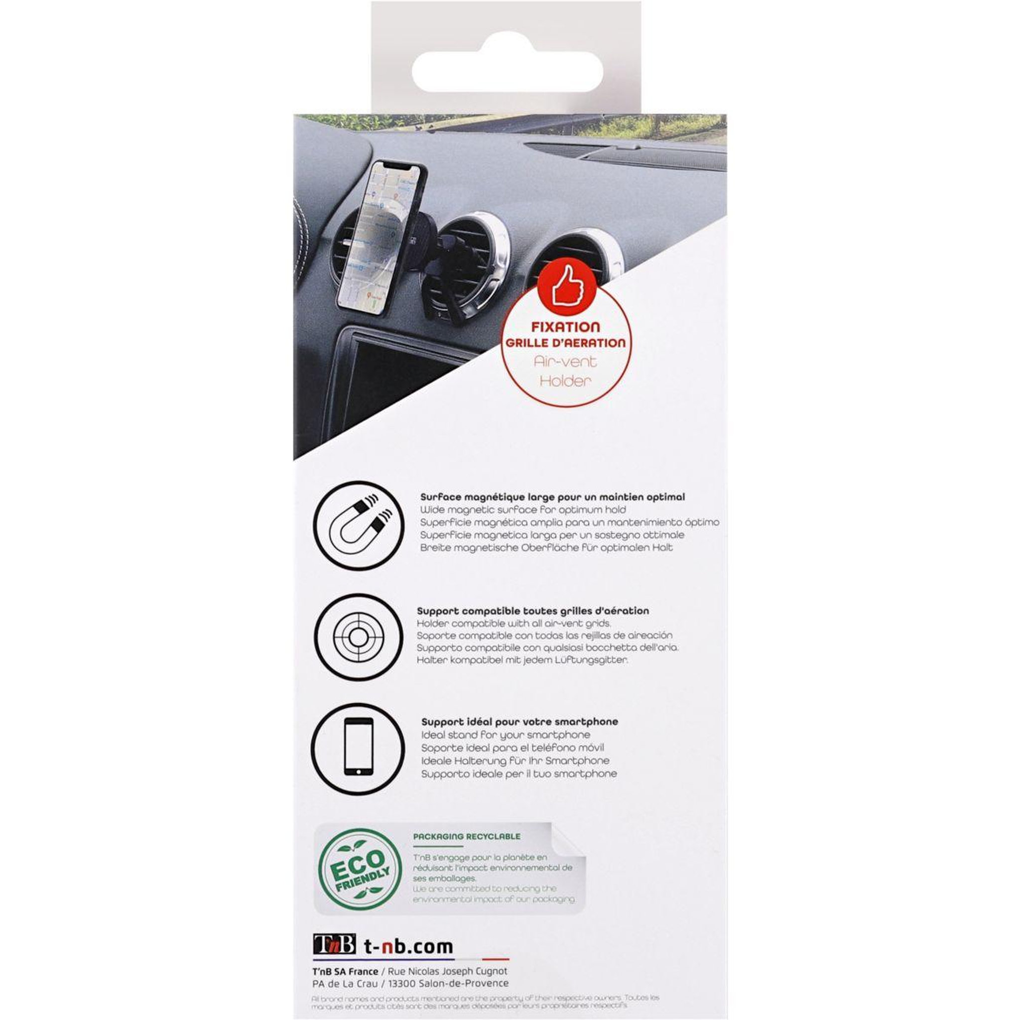 Voir la diapositive 5 : TNB Support smartphone voiture grille d'aération premium