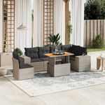 VIDAXL Salon de jardin avec coussins 7 pcs gris resine tressee