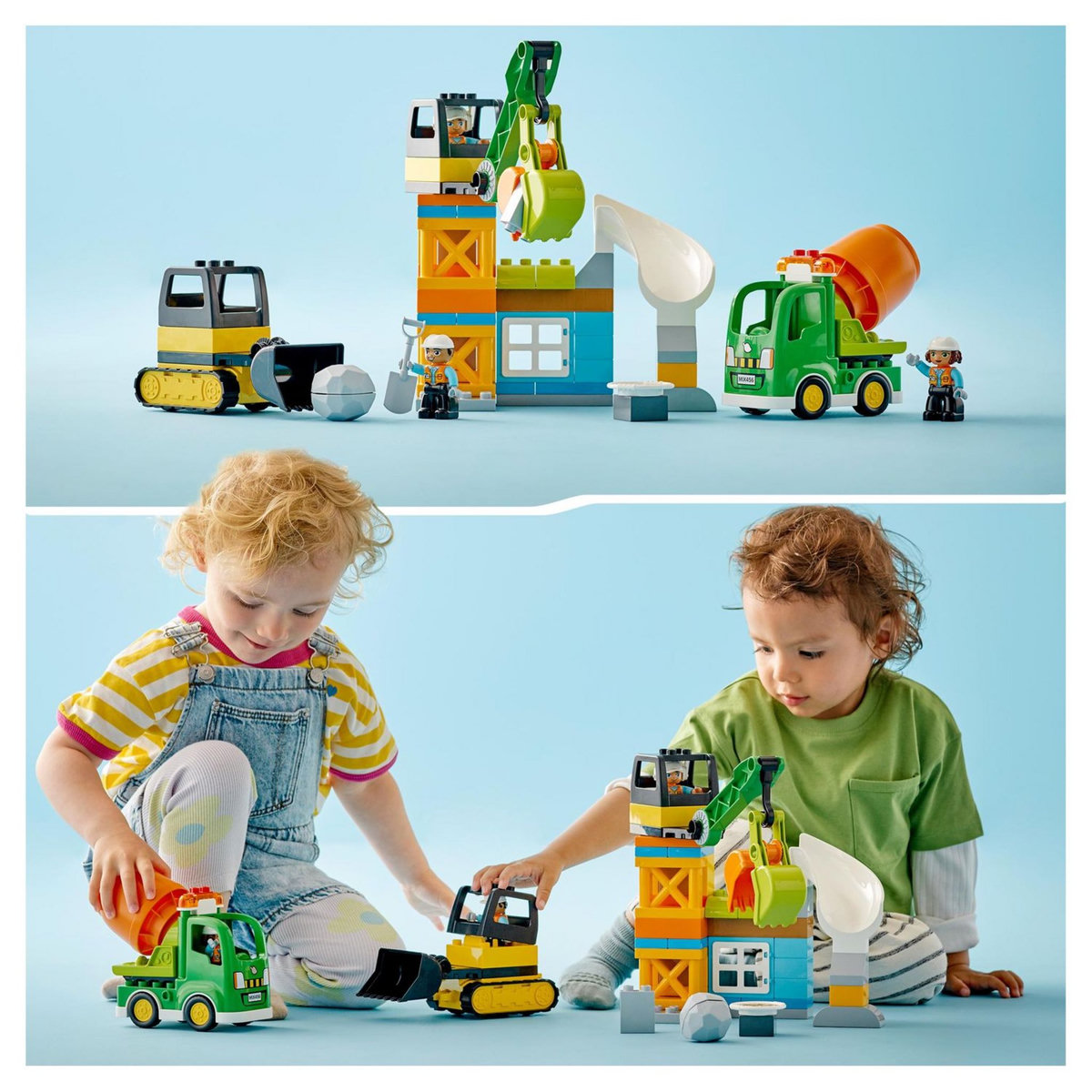 LEGO Duplo Ma ville 10990 Le chantier de construction, Jouet Grue, Bulldozer et Bétonnière