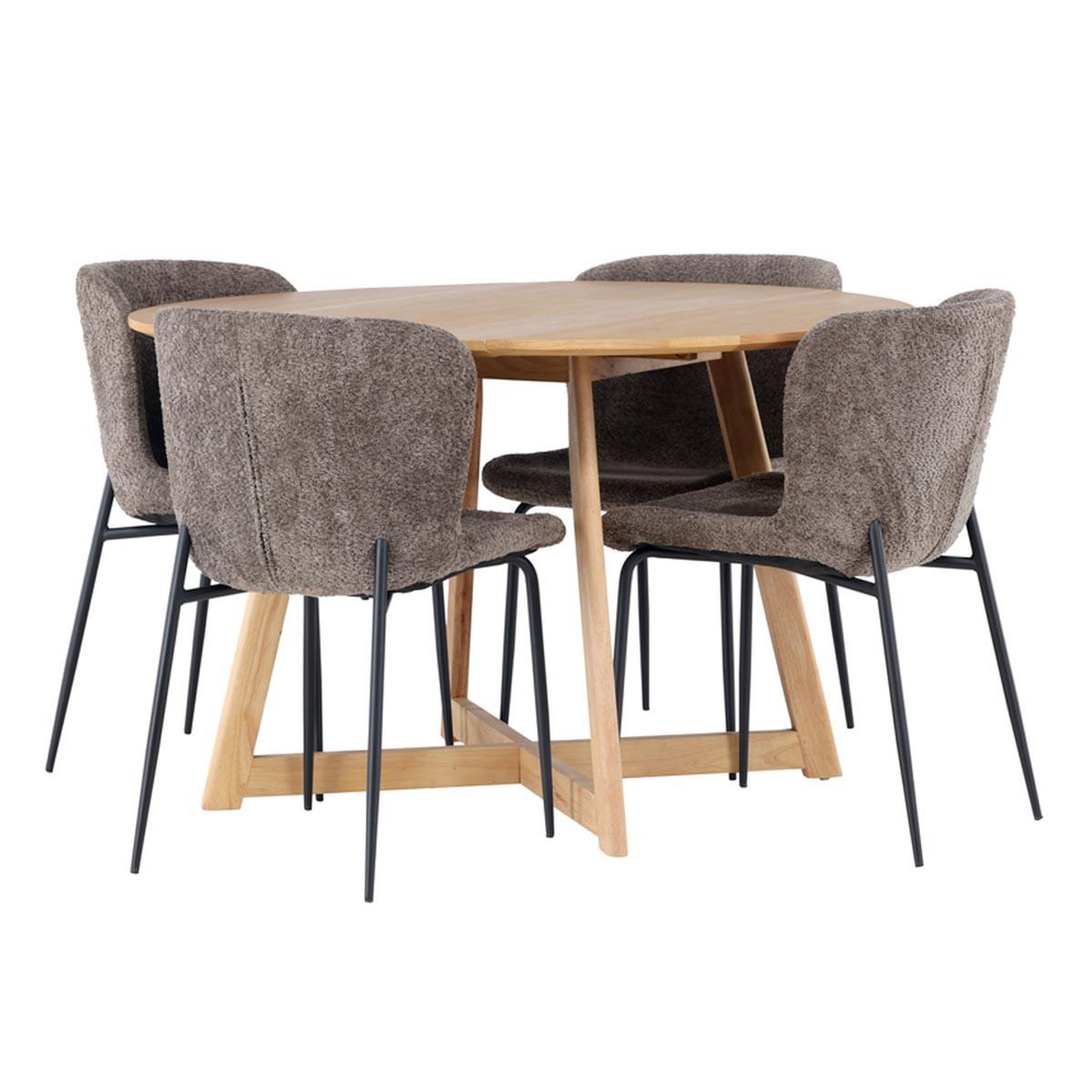 Paris Prix Ensemble table à manger & 4 chaises  yakidon & modesto  120cm naturel & marron