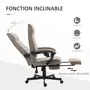VINSETTO Chaise de bureau manager ergonomique inclinable réglable repose-pied rétractable tissu marron