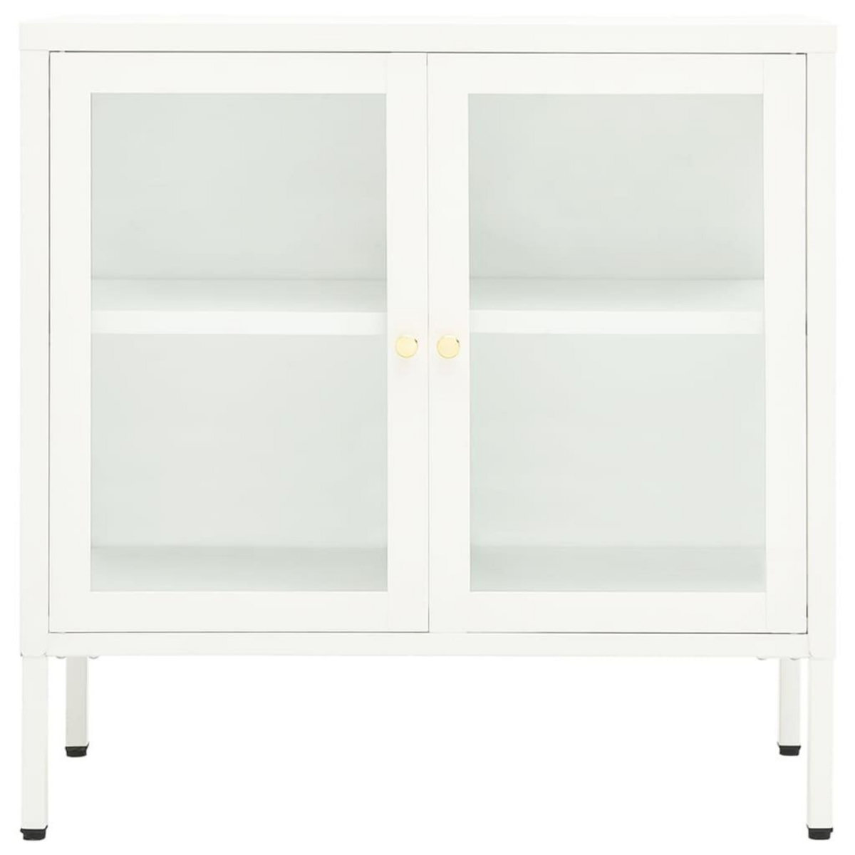 VIDAXL Buffet Blanc 70x35x70 cm Acier et verre