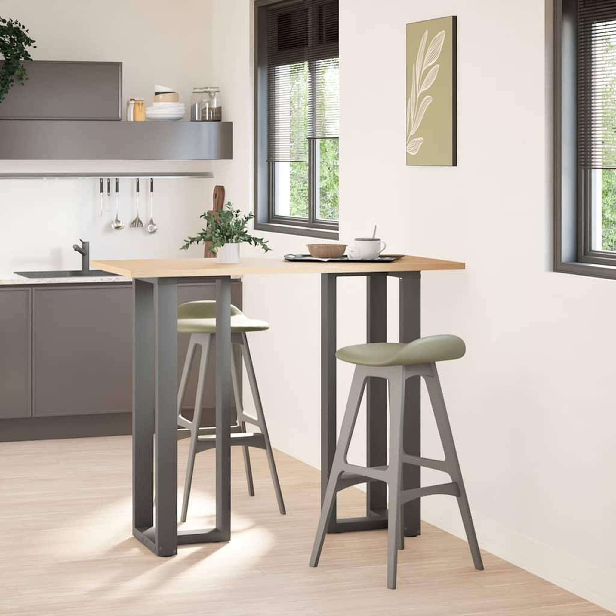 Voir la diapositive 2 : VIDAXL Pieds de table de bar forme de T 2 pcs anthracite acier