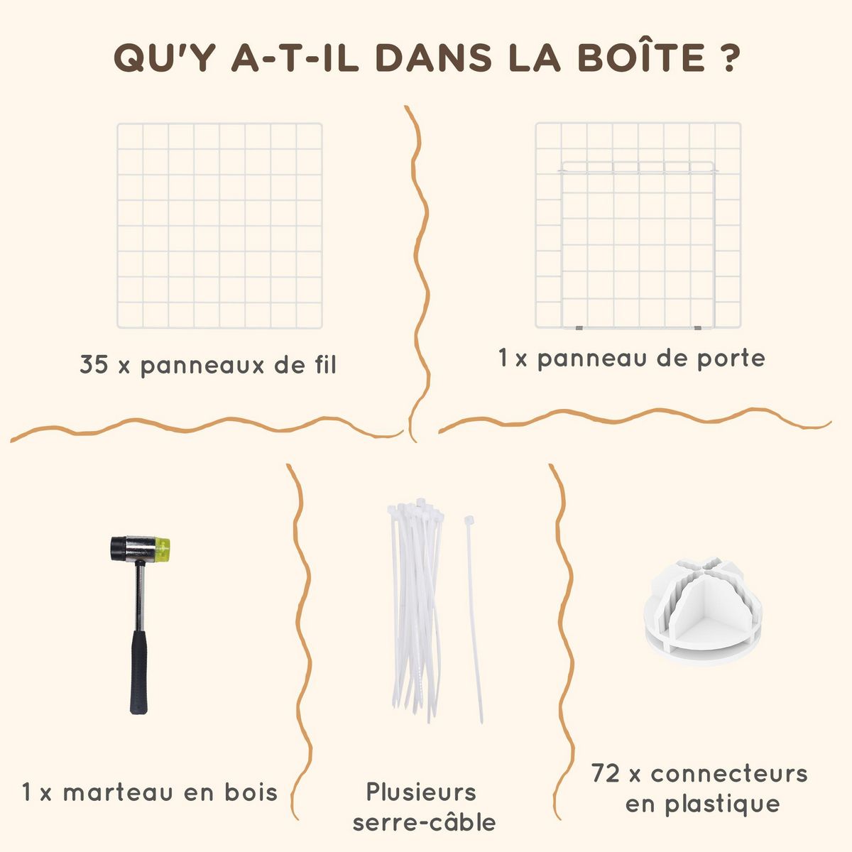 PAWHUT Cage parc enclos pour animaux domestiques L 146 x l 73 x H 73 cm modulable 2 niveaux 36 panneaux bords arrondis fil métallique blanc